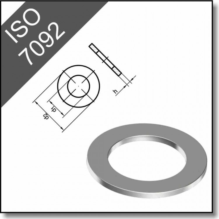 Шайба плоская уменьшенная ISO 7092 (DIN 433), нерж. сталь A2